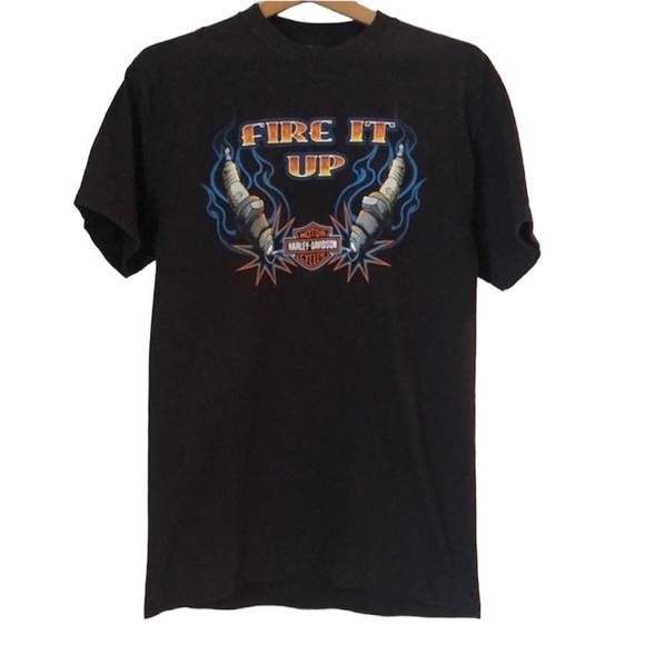 Harley-Davidson Other - Harley-Davidson Shirt SZ M Short Sleeve Black with Fire It Up on Front